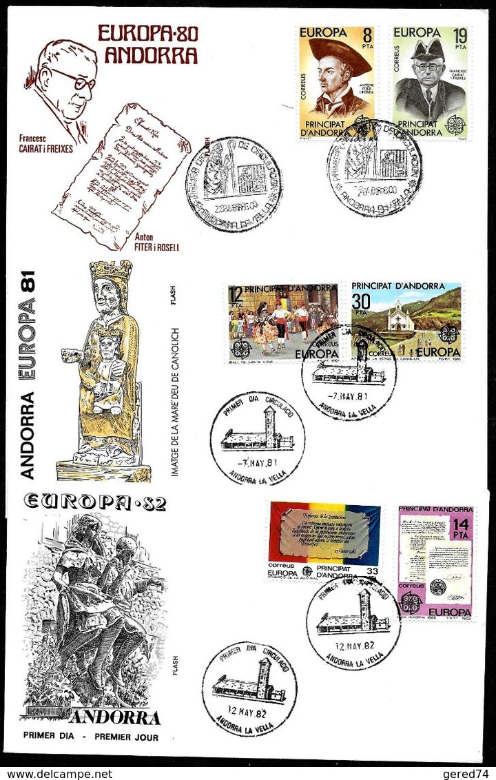 Europa 1980/81/82 : ANDORRA Principat  3 X FDC 1er Jour - Collections