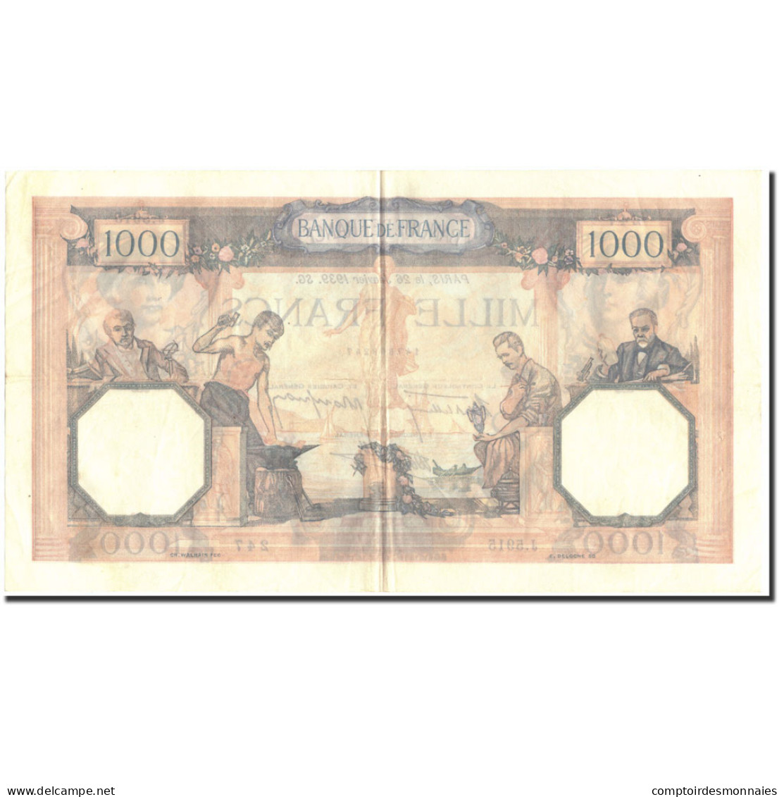 France, 1000 Francs, 1 000 F 1927-1940 ''Cérès Et Mercure'', 1939, 1939-01-26 - 1 000 F 1927-1940 ''Cérès Et Mercure''