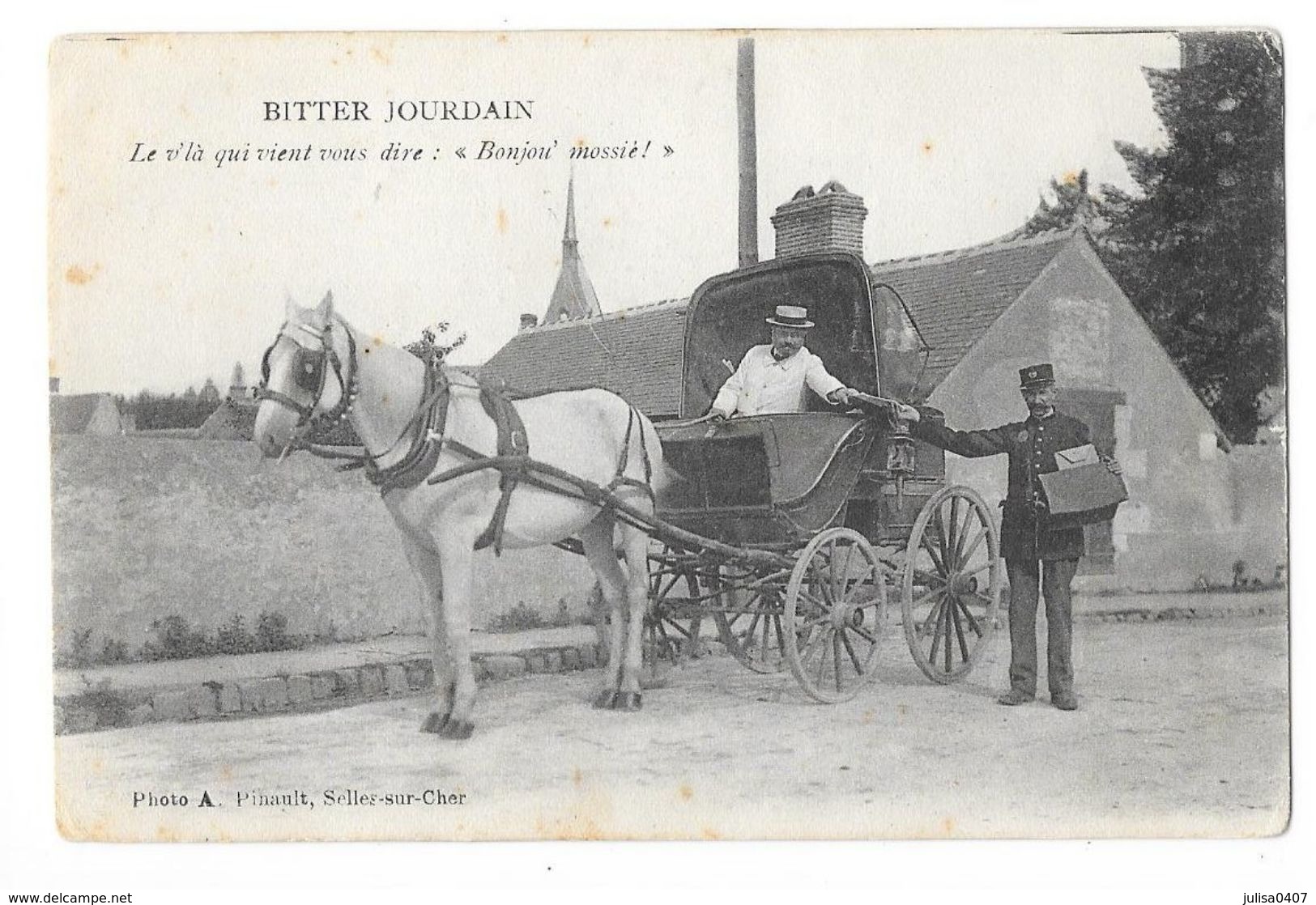 SELLES SUR CHER (41) Attelage Représentant De Commerce Bitter Jourdain Facteur RARE - Selles Sur Cher