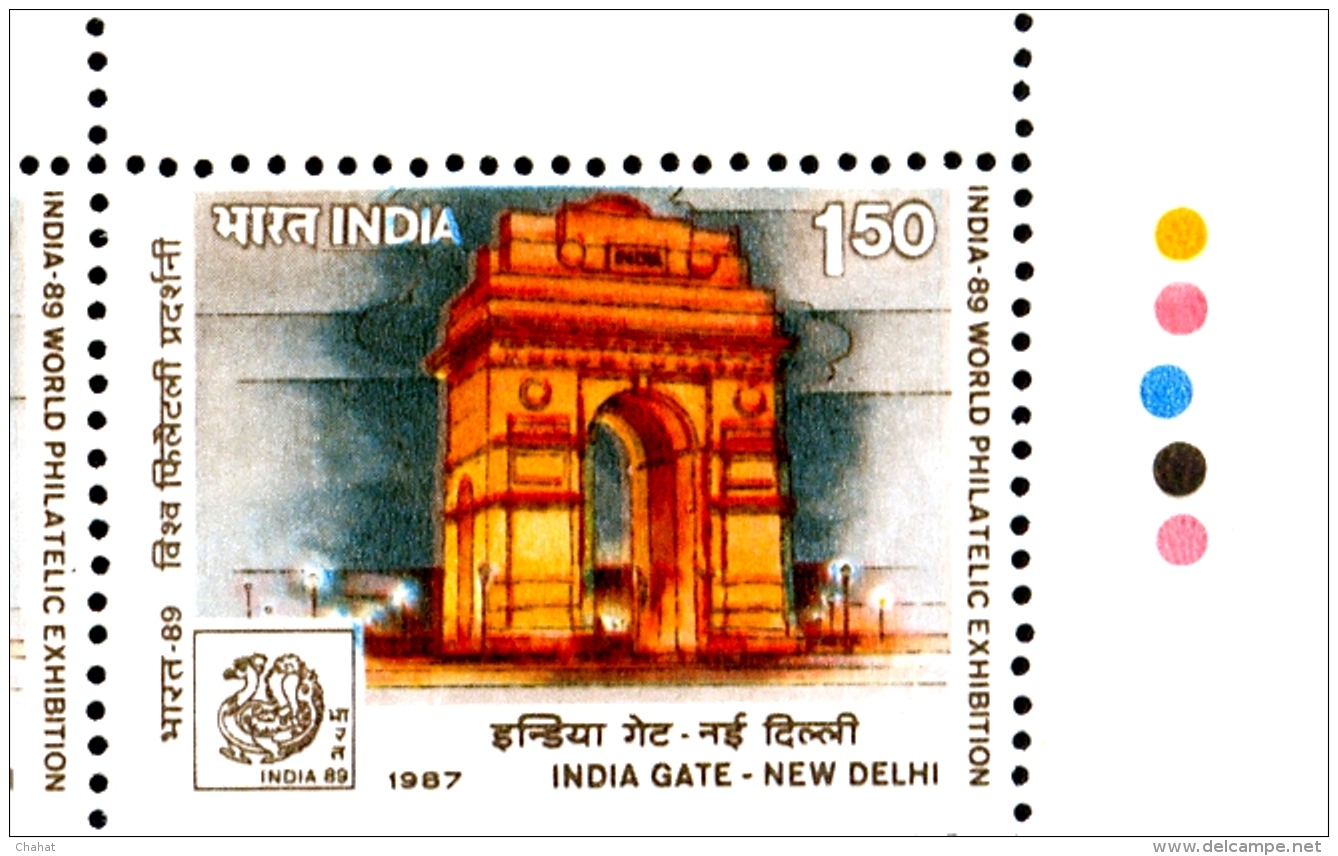 INDIA GATE NEW DELHI-ERROR-INDIA 89-WORLD PHILATELIC EXHIBITION-BOOKLET PANES-EXTREMELY SCARCE-MNH-M-147 - Errors, Freaks & Oddities (EFO)