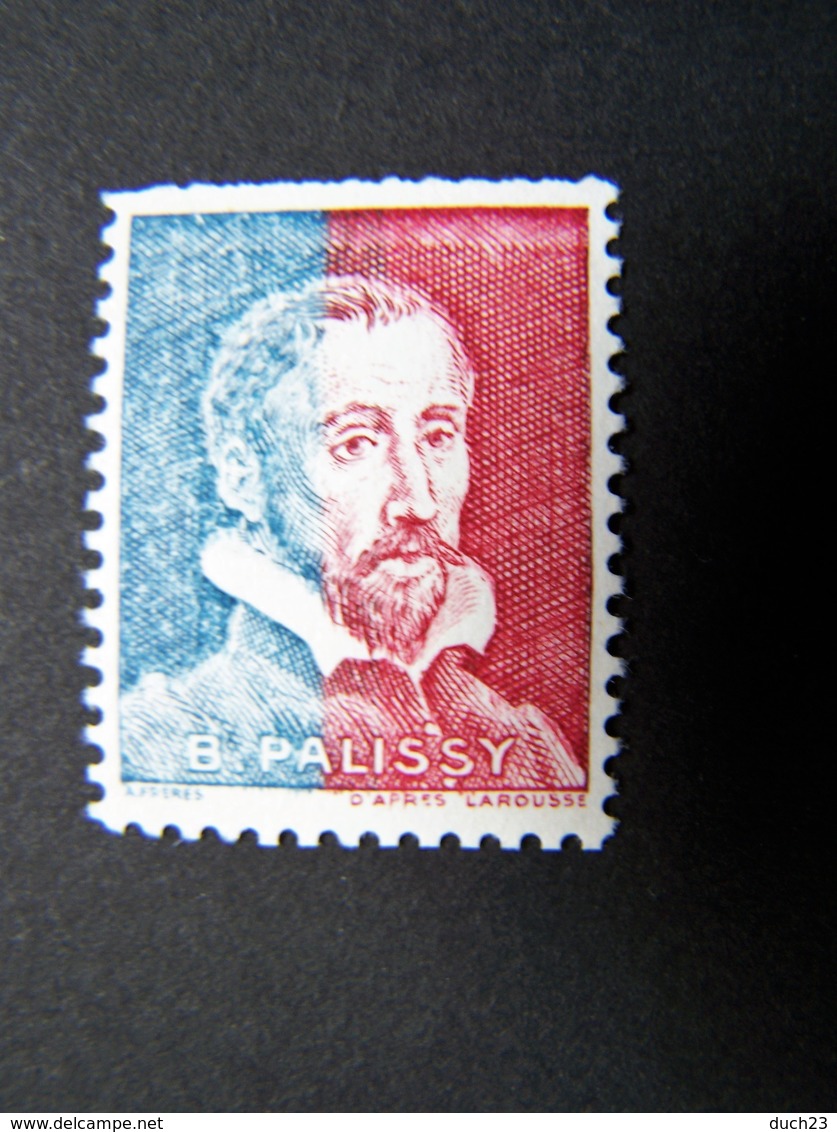 BERNARD PALISSY N° Pa28 ** BICOLORE BLEU ET ROUGE NEUVE SANS CHARNIERE VIGNETTE EXPERIMENTALE Pa 28 - Probedrucke, Nicht Ausgegeben, Experimentelle Vignetten