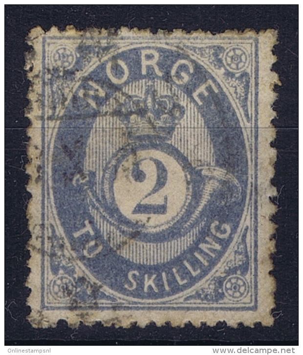 Norway: Mi  17 B Graublau Obl./Gestempelt/used   1870 Some  Paper On Back - Gebraucht