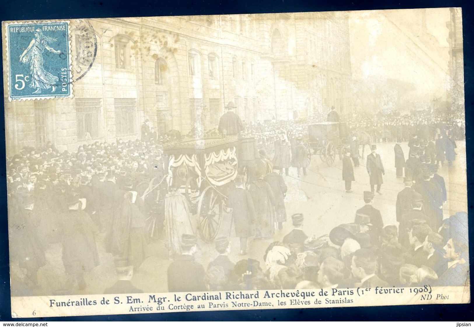 Cpa Carte Photo Du 75 Funérailles Cardinal Richard Archevêque De Paris , Arrivée Du Cortège  Parvis Notre Dame SEP17-98 - Beerdigungen