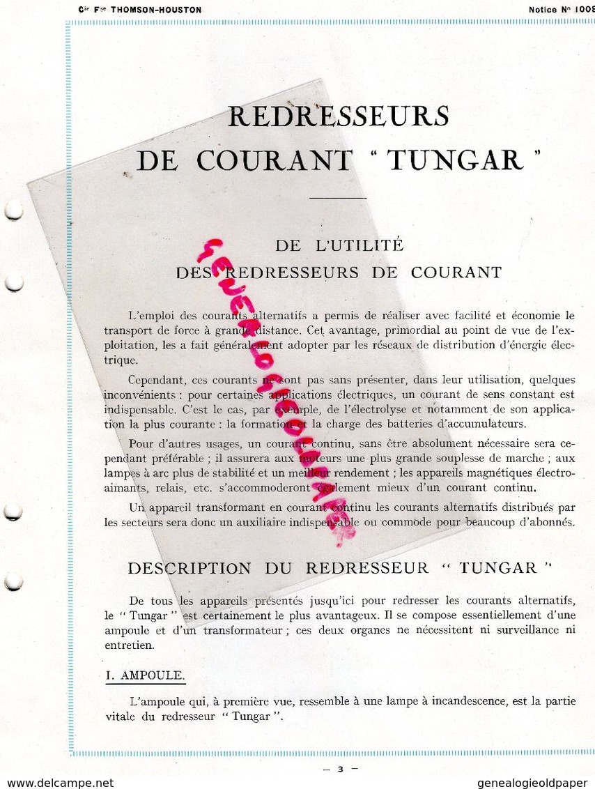 75- PARIS- CATALOGUE THOMSON HOUSTON-TELEPHONIE-TELEGRAPHE-TSF-RADIO-TUNGAR-254 RUE VAUGIRARD-1924-ELECTRICITE-TELEPHONE