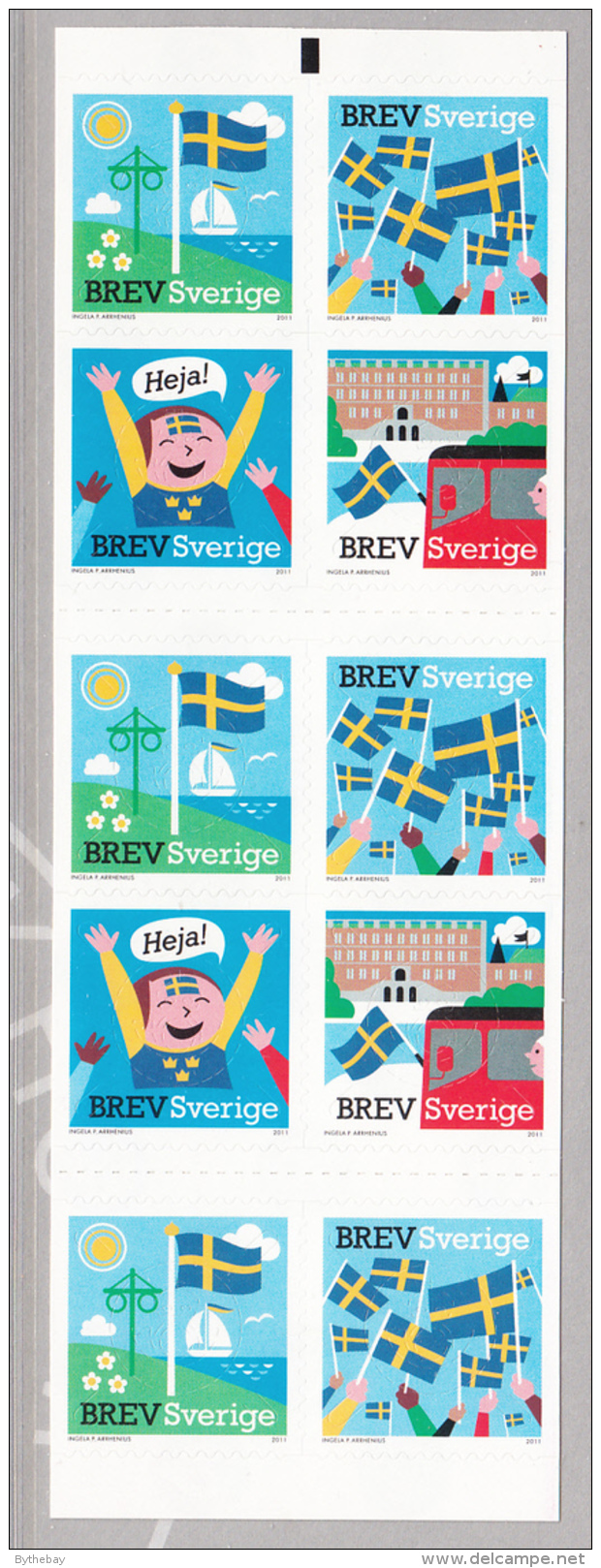 Sweden 2011 MNH Booklet Pane Of 10 4 Designs Swedish Flag Colours Blue And Yellow - Nuovi