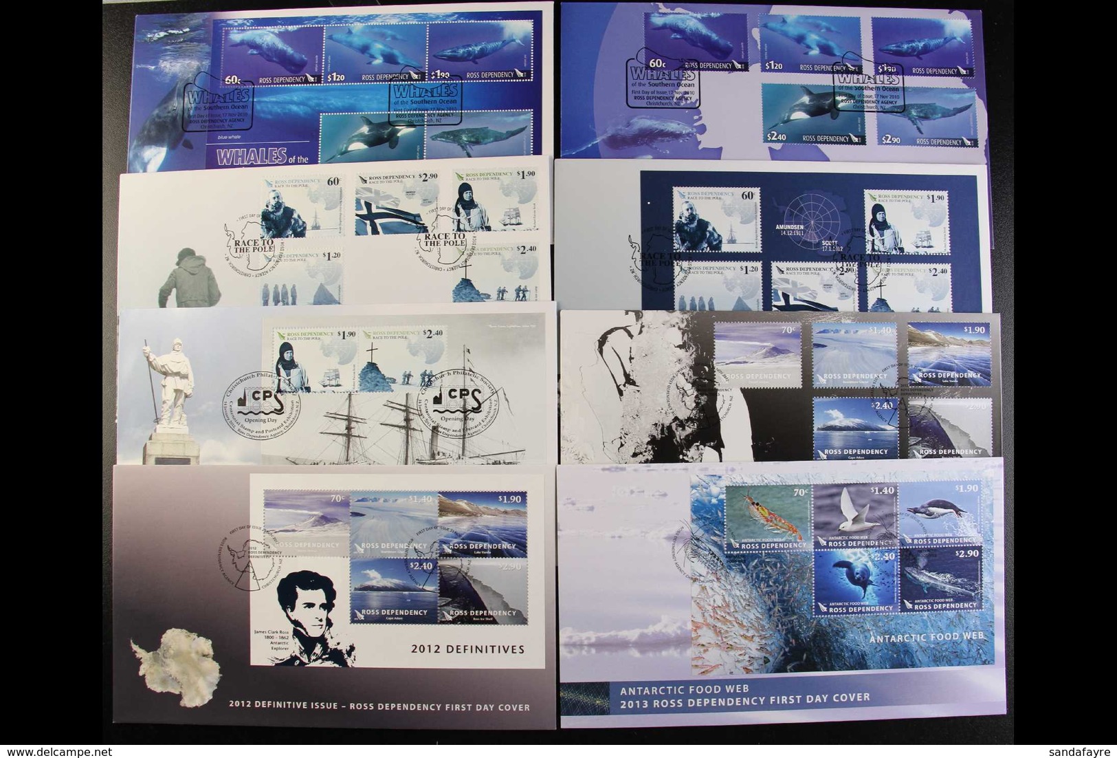 ROSS DEPENDENCY 2010-2015 FIRST DAY COVERS. Complete Run Of All Different Illustrated Unaddressed Fdc's, Inc 2010 Whales - Other & Unclassified