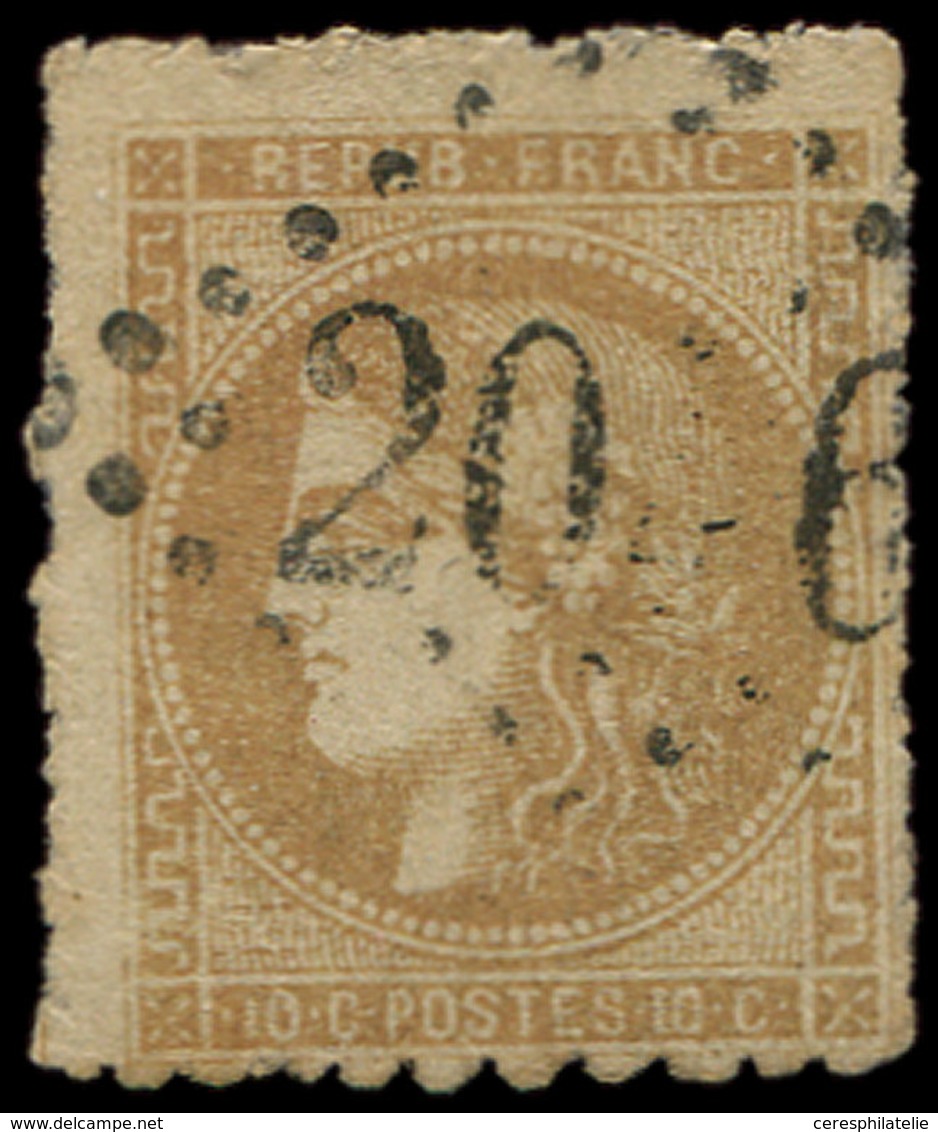 EMISSION DE BORDEAUX 43A  10c. Bistre, R I, PERCE En LIGNES, Obl. GC, TB - 1870 Bordeaux Printing