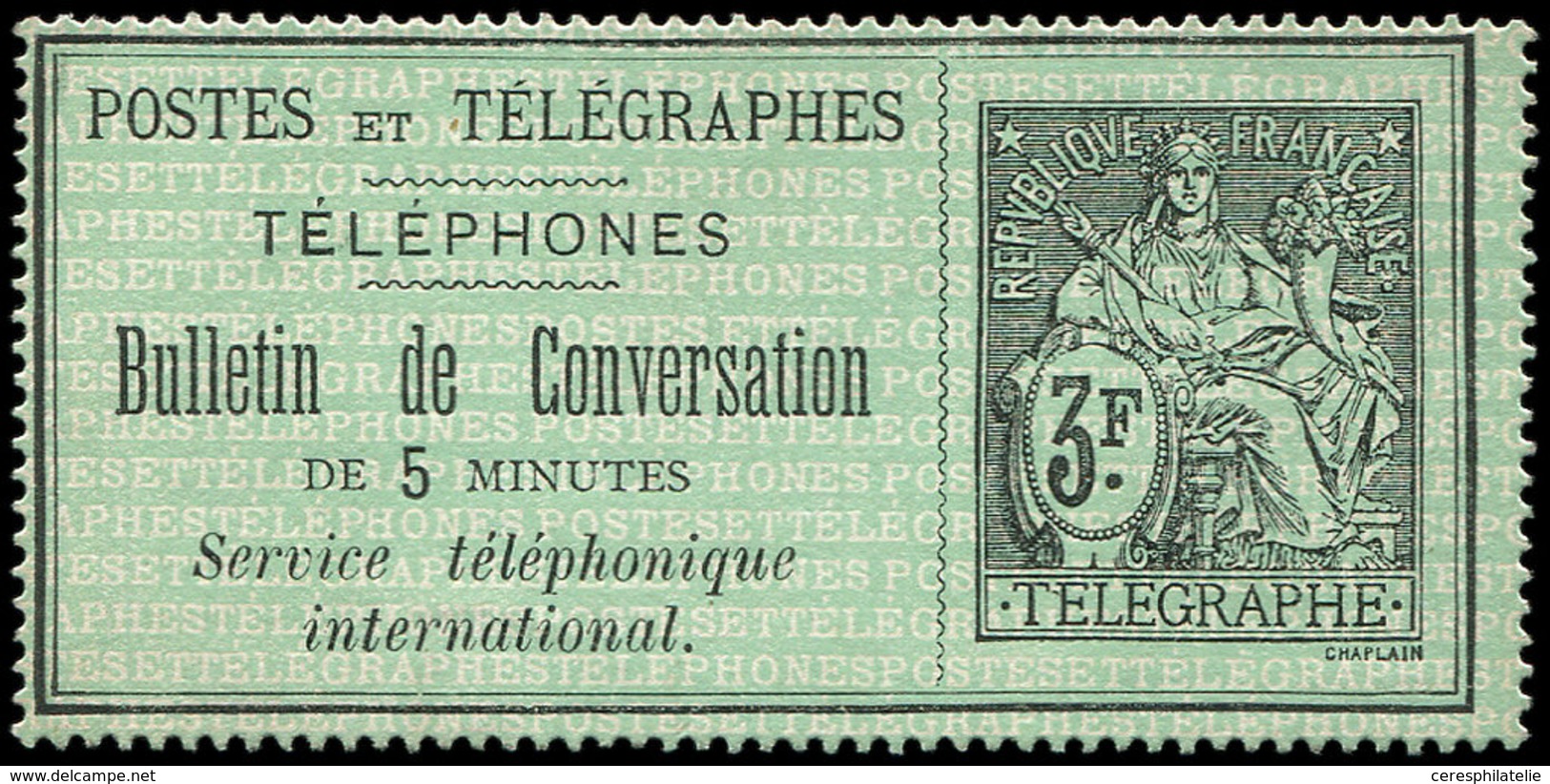 (*) TELEPHONE Téléphone 11 : 3f. Noir Sur Vert, TB - Telegraphie Und Telefon