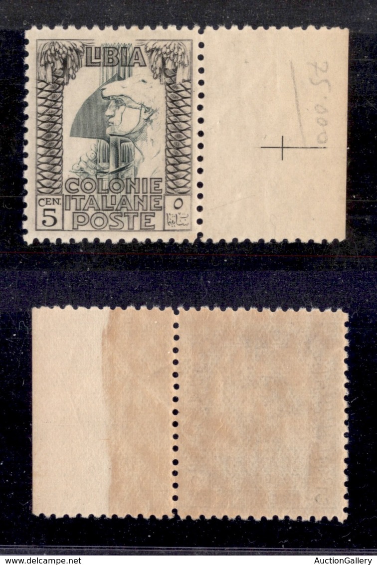 0659 COLONIE - LIBIA - 1926/1930 - 5 Cent Pittorica (60) Dentellato 11 - Bordo Foglio - Gomma Integra - Ottimamente Cent - Sonstige & Ohne Zuordnung