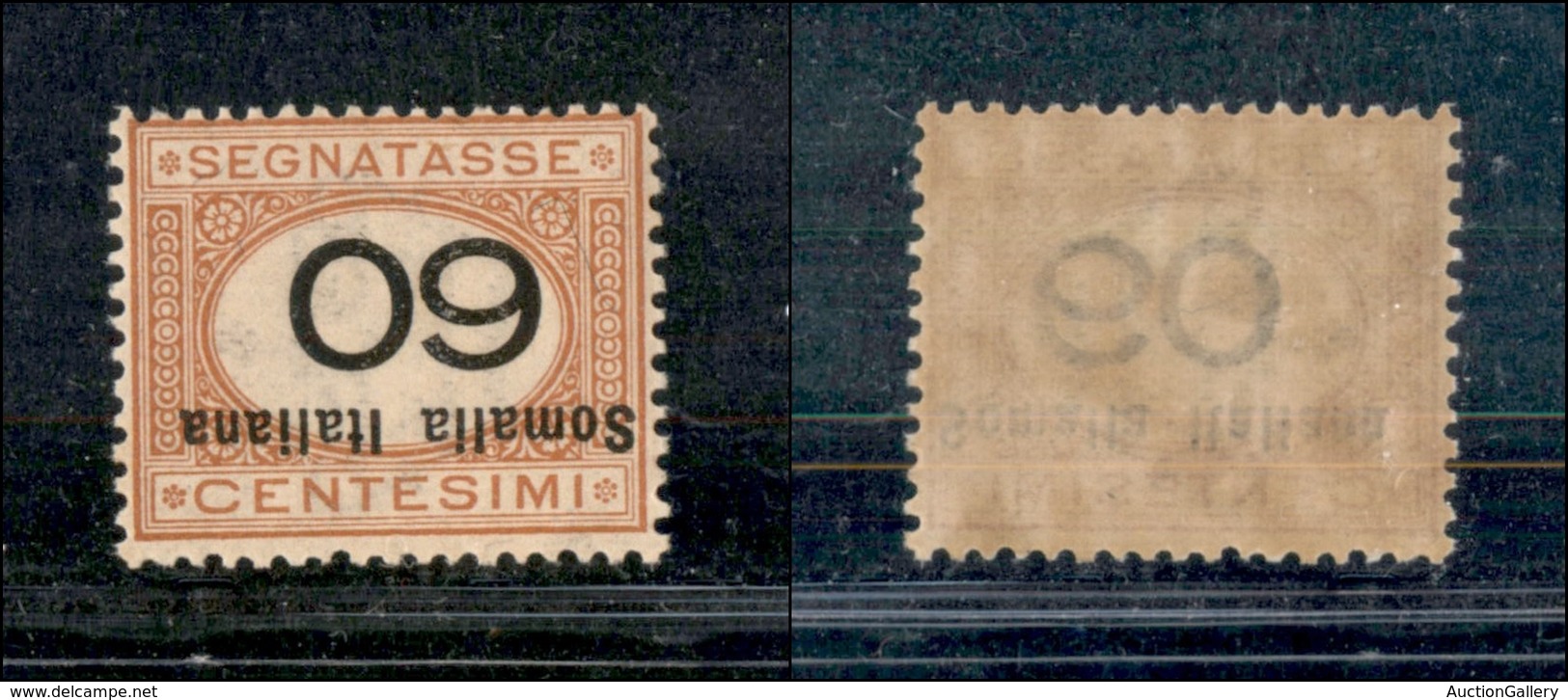 0739 COLONIE - SOMALIA - 1926 - 60 Cent Segnatasse (47a) Con Soprastampa E Cifra Capovolte - Gomma Integra - Cert. AG - Sonstige & Ohne Zuordnung