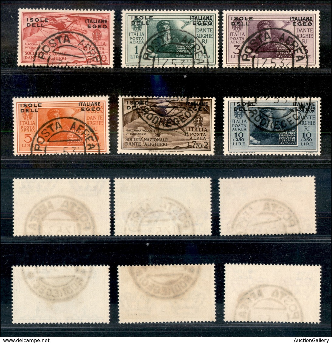 1951 COLONIE - EGEO - 1932 - Pro Società Dante Alighieri Posta Aerea (A8/A13) - Serie Completa Di 6 Valori - Usati (100) - Other & Unclassified