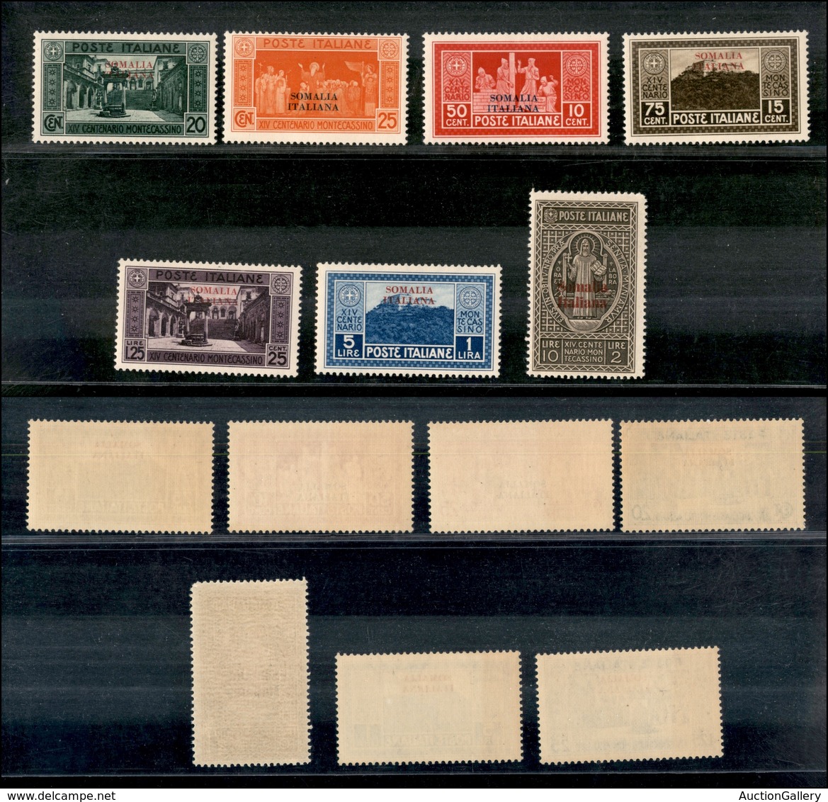 2127 COLONIE - SOMALIA - 1929 - Montecassino Soprastampati 123/129) - Serie Completa Di 7 Valori - Gomma Integra (200) - Sonstige & Ohne Zuordnung