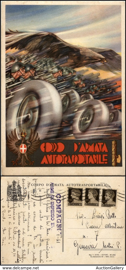 2811 CARTOLINE - MILITARI - Corpo D'armata Autotrasportabile - Illustrata Bartoli G. - Viaggiata 25.6.1941 FG (60) - Sonstige & Ohne Zuordnung