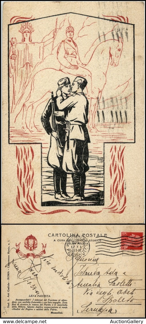 2829 CARTOLINE - MILITARI - Leva Fascista - Illustratore Barberis - Viaggiata 17.1.1933 (45) - Sonstige & Ohne Zuordnung