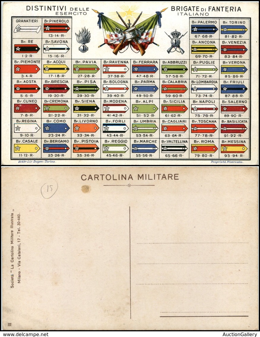 2912 CARTOLINE - MILITARI - Distintivi Delle Brigate Di Fanteria Esercito Italiano - Nuova - Autres & Non Classés