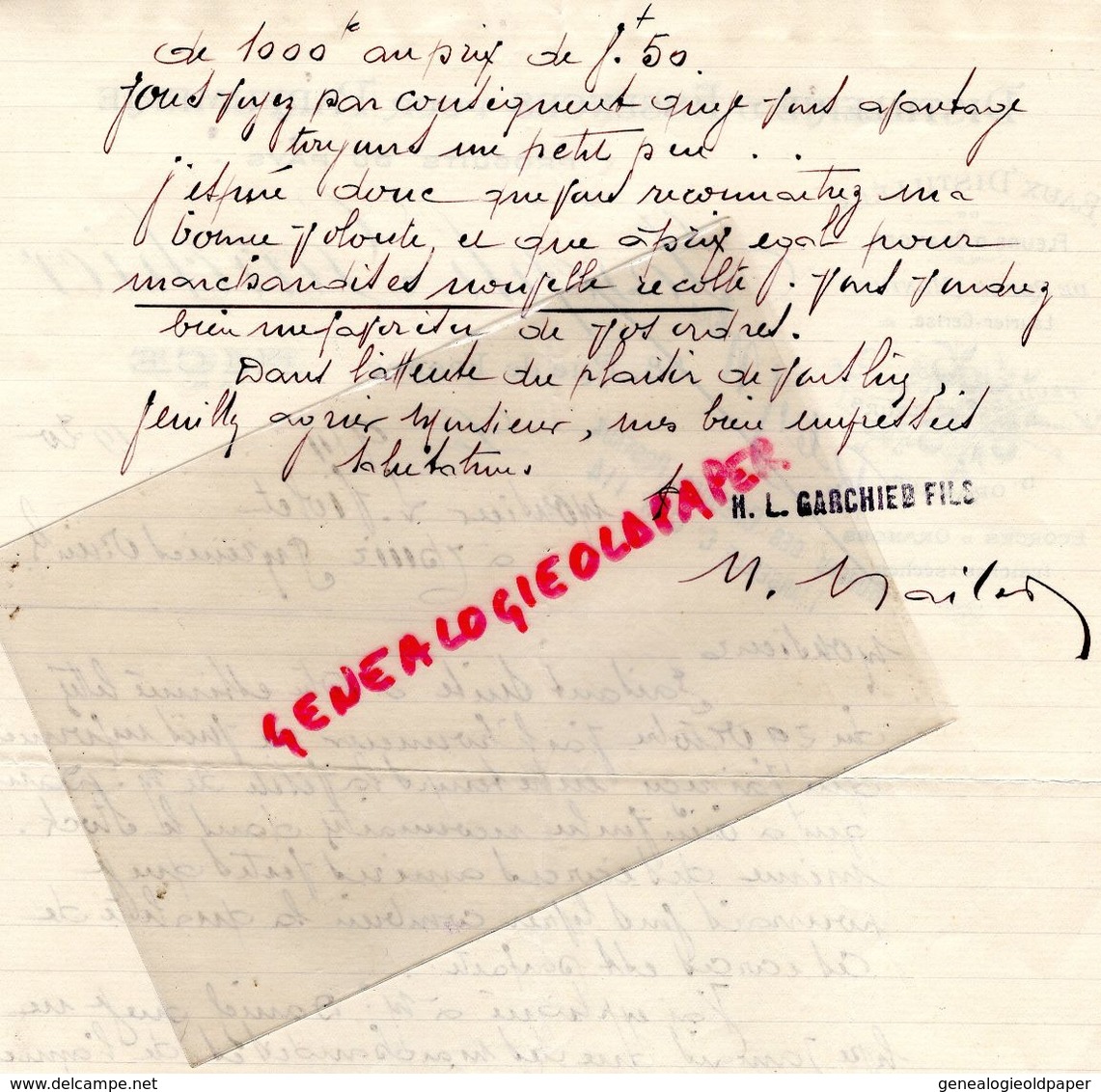 06-NICE-RARE LETTRE MANUSCRITE SIGNEE JOSEPH GARCHIER-DISTILLERIE DISTILLATEUR ESSENCES PARFUMERIE-PARFUMEUR-PARFUM-1920 - Drogerie & Parfümerie