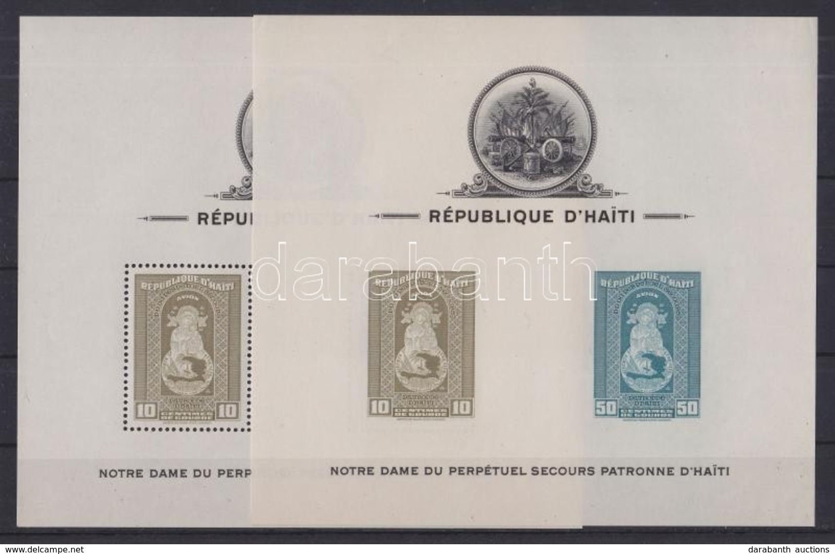 ** 1942 Szűz Mária Haiti Védőszentje Blokksor Mi 1-3 Fogazott + Vágott (3 Stecklapon) / Blocks Mi 1-3 Perforated + Imper - Otros & Sin Clasificación