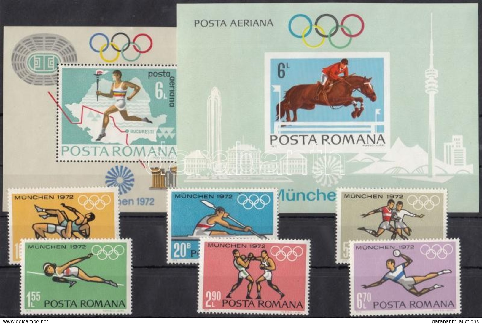 ** 1972 Nyári Olimpia Sor Mi 3012-3017 + Blokkpár 93-94 - Autres & Non Classés