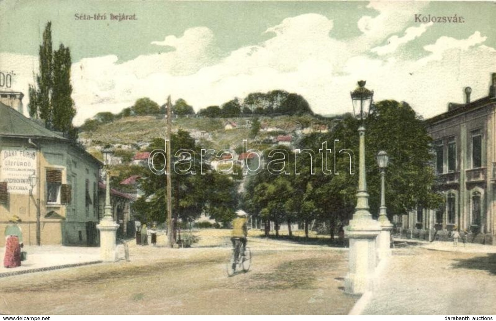 T2/T3 Kolozsvár, Cluj; Séta Téri Bejárat, Diána Gőzfürdő, Uszoda, Kerékpár. Schuster Emil Kiadása / Promenade Entrance,  - Non Classés