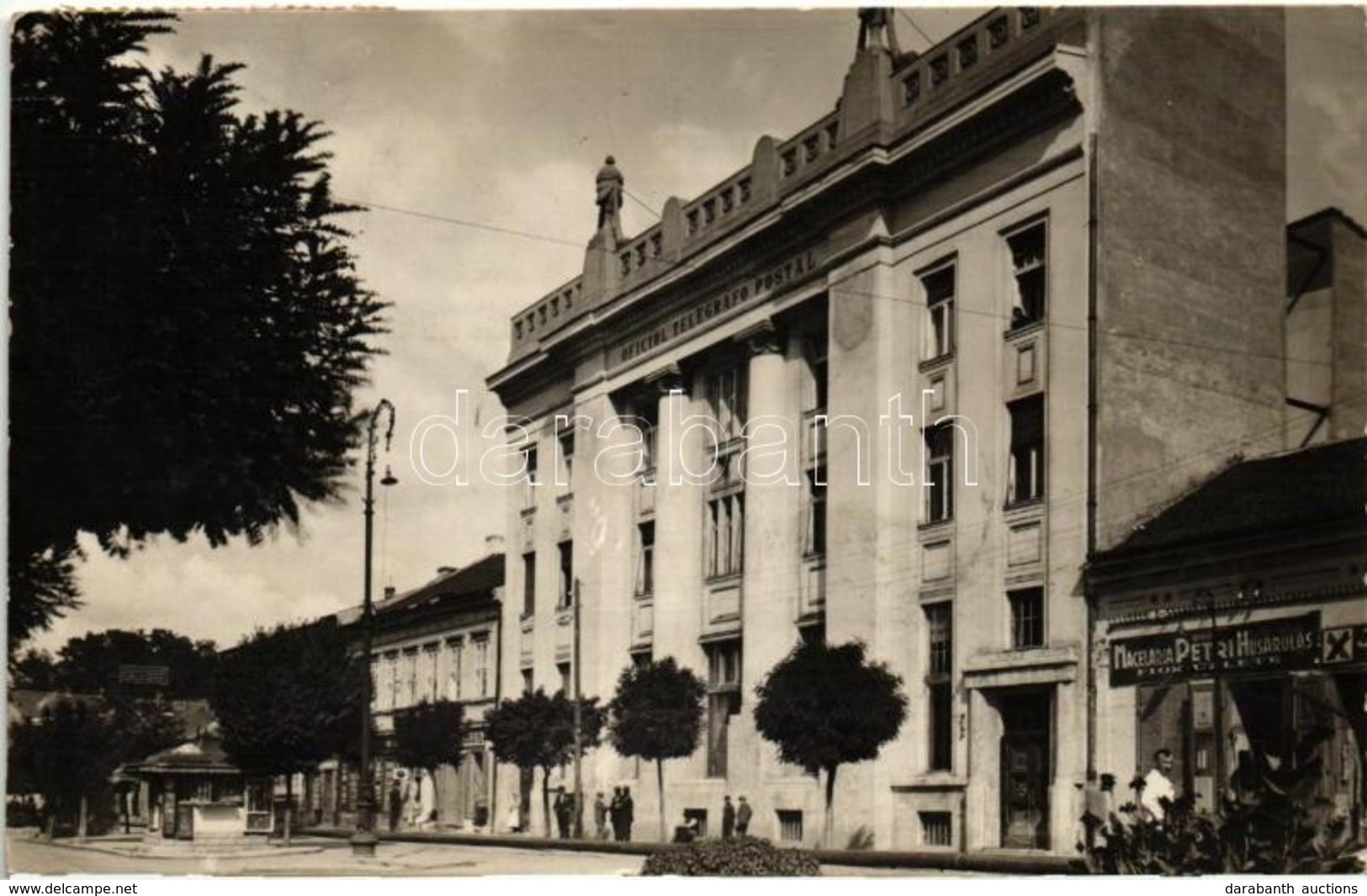 T2/T3 Marosvásárhely, Targu Mures; Oficiul Telegrafo Postal / Főposta, Petri Hentesüzlet / Main Post Office, Butcher Sho - Non Classés