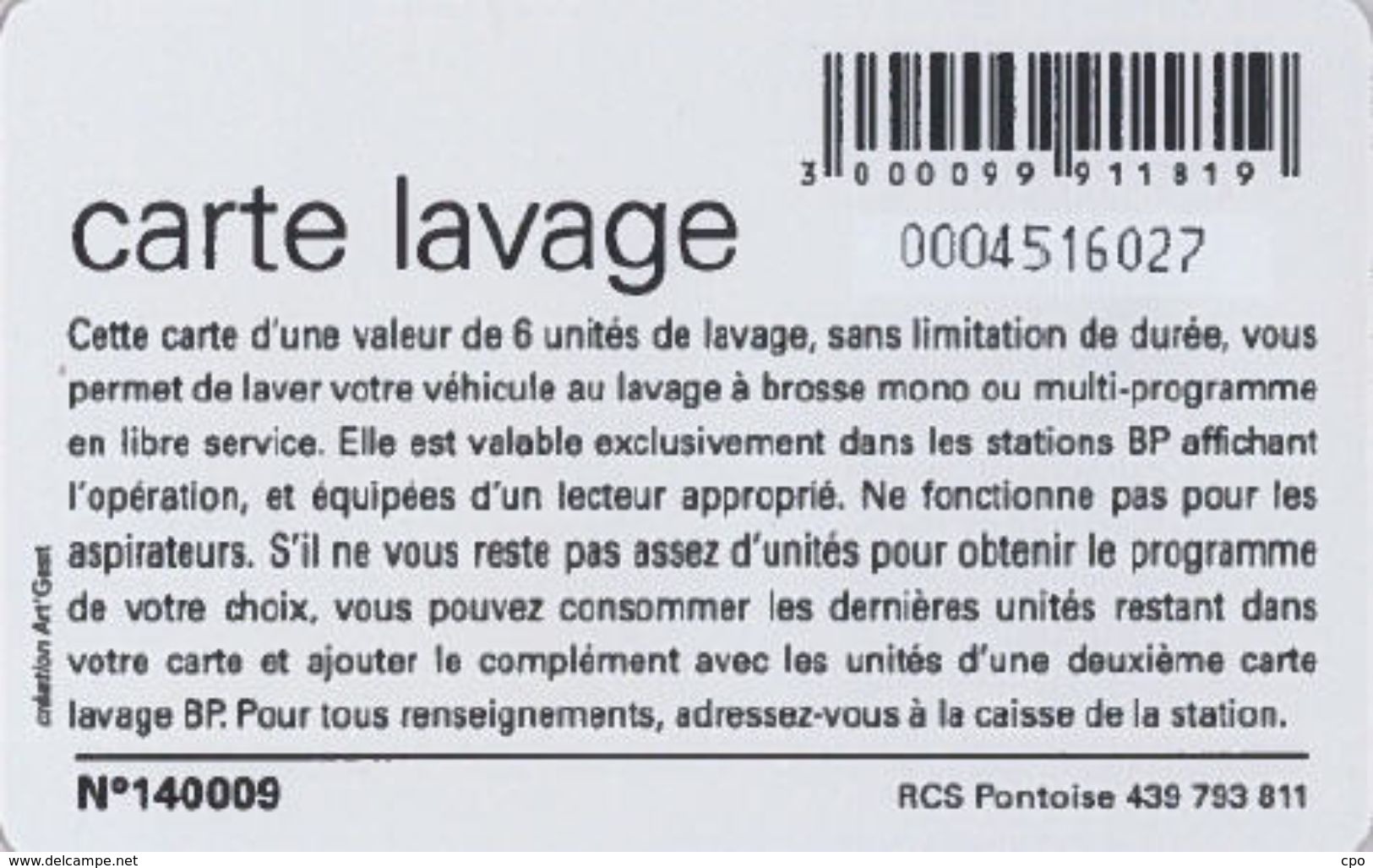 # Carte A Puce Portemonnaie  Lavage BP - Fleur - Violet - 6u - Puce2? - Offerte Gratté - Tres Bon Etat - - Car Wash Cards