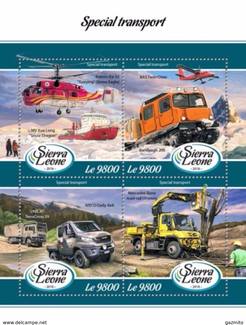 Sierra Leone 2018, Speial Transport, Elicopters, Trucks, 4val In BF - Andere Verkehrsträger