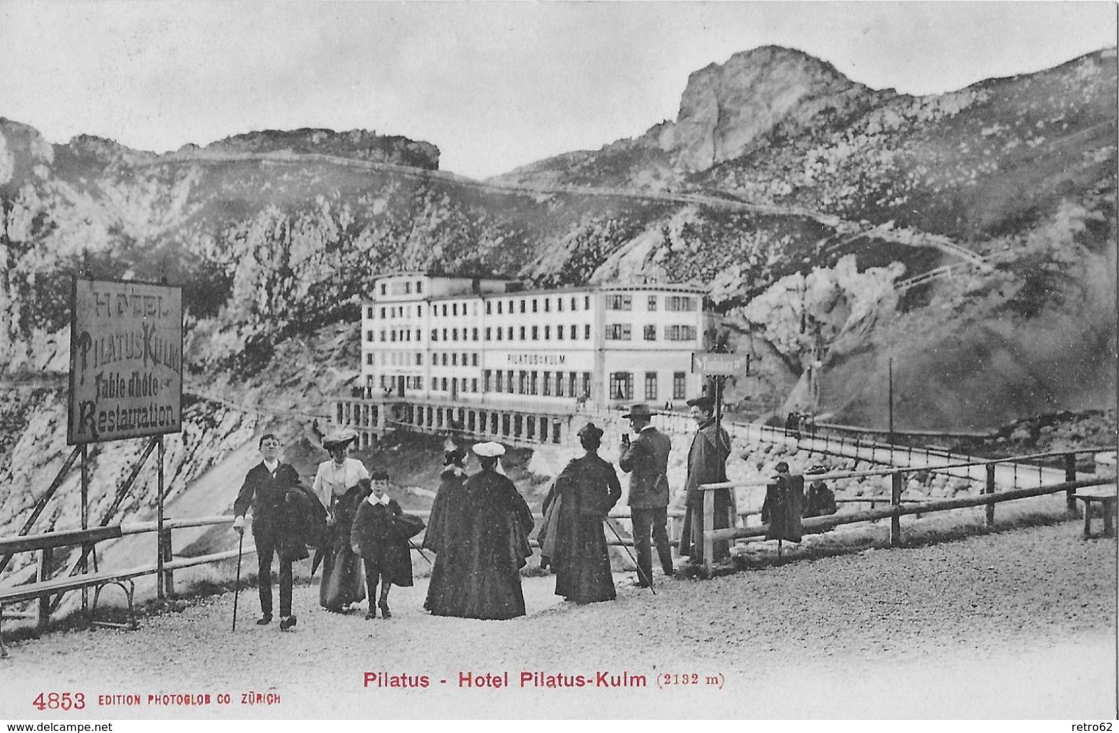 PILATUS KULM → Hotel Pilatus Kulm Mit Touristen, Ca.1900 - Other & Unclassified