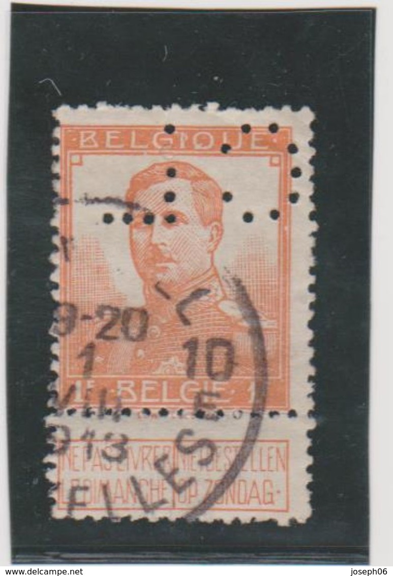 BELGIQUE    1912-13  Perforés  Y.T. N° 116  Oblitéré - 1909-34