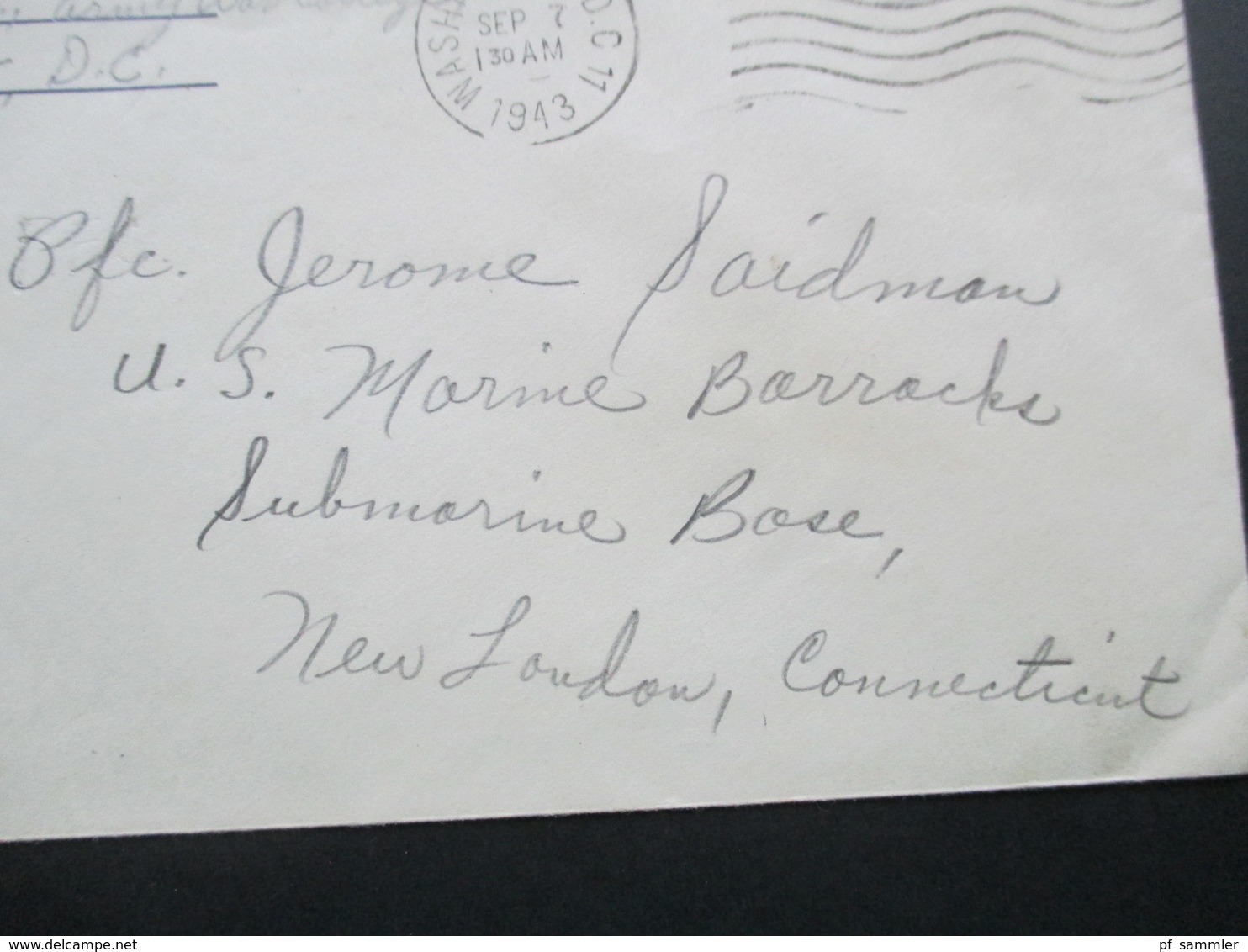 USA 1943 Military Post / Free. Army War College - US Marine Barracks Submarines Base New London - Briefe U. Dokumente