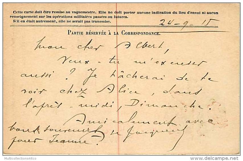 190218 GUERRE 14/18 - FM MILITAIRE CORR AUX ARMEES 37e Régiment Territorial D'infanterie 4e Bataillon 1915 ALBERT RIGEL - Briefe U. Dokumente