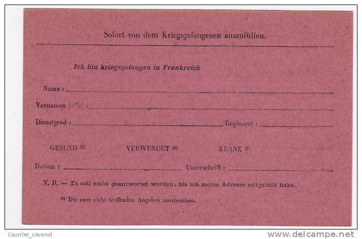 Carte De Franchise Militaire, Avis De Capture Rose Pour Prisonniers Allemands En France. Rare - Cartas & Documentos