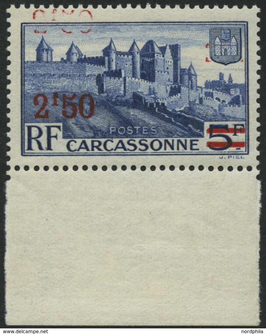 FRANKREICH 492III **, 1941, 2.50 Fr. Auf 5 Fr. Dunkelultramarin, Doppelter Aufdruck, Pracht, Gepr. Brun, Yvert * 385.- E - Sonstige & Ohne Zuordnung