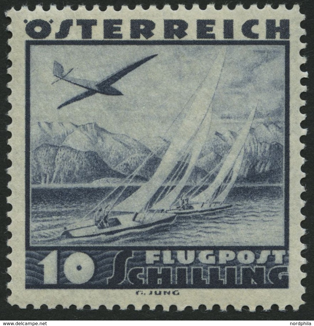 ÖSTERREICH 612 *, 1935, 10 S. Flugzeug über Landschaften, Falzrest, Pracht - Used Stamps