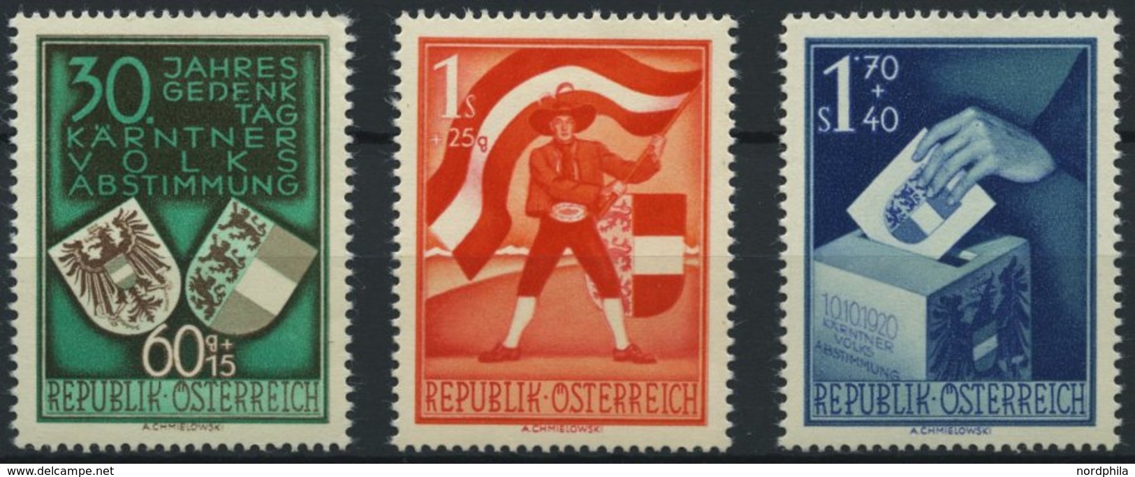 ÖSTERREICH 952-54 **, 1950, Volksabstimmung, 30 G. Stumpfe Ecke Sonst Prachtsatz, Mi. 150.- - Used Stamps