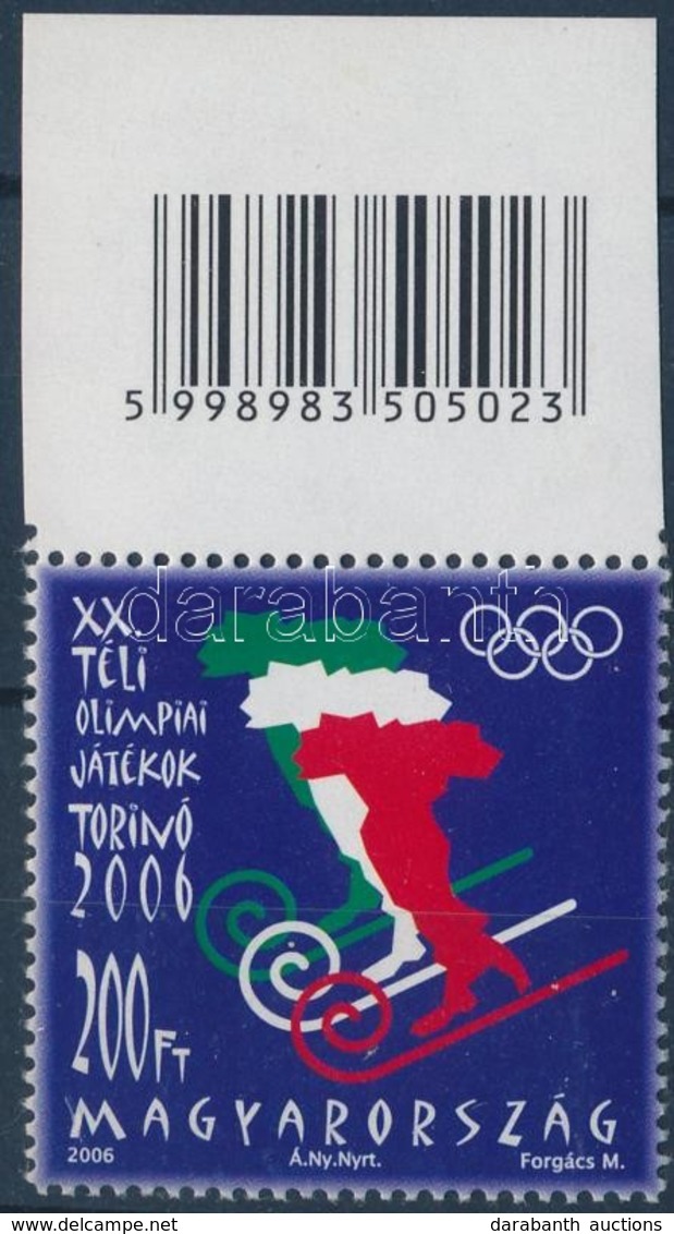 ** 2006 Téli Olimpia (XIII.) - Torino ívszéli Vonalkódos Bélyeg - Other & Unclassified