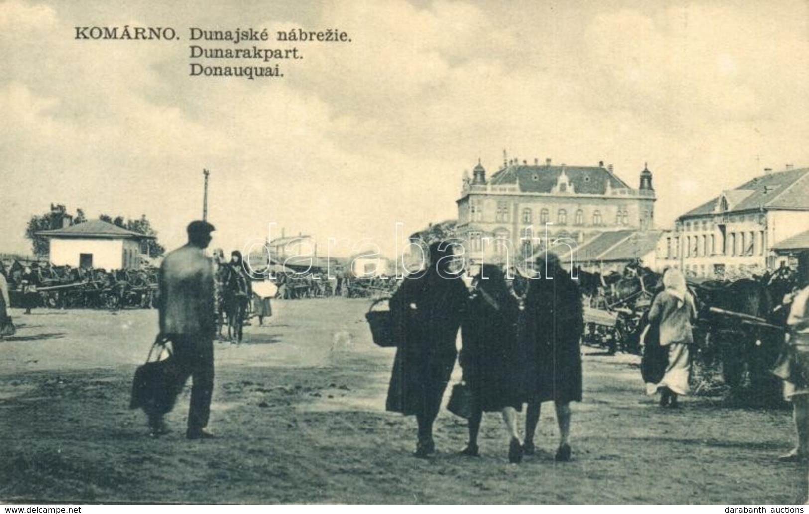 ** T2 Komárom, Komárnó; Duna Rakpart, Piac árusokkal. L.H.K.No. 51. 1932. / Dunajske Nábrezie / Donauquai / Danube Quay, - Non Classificati