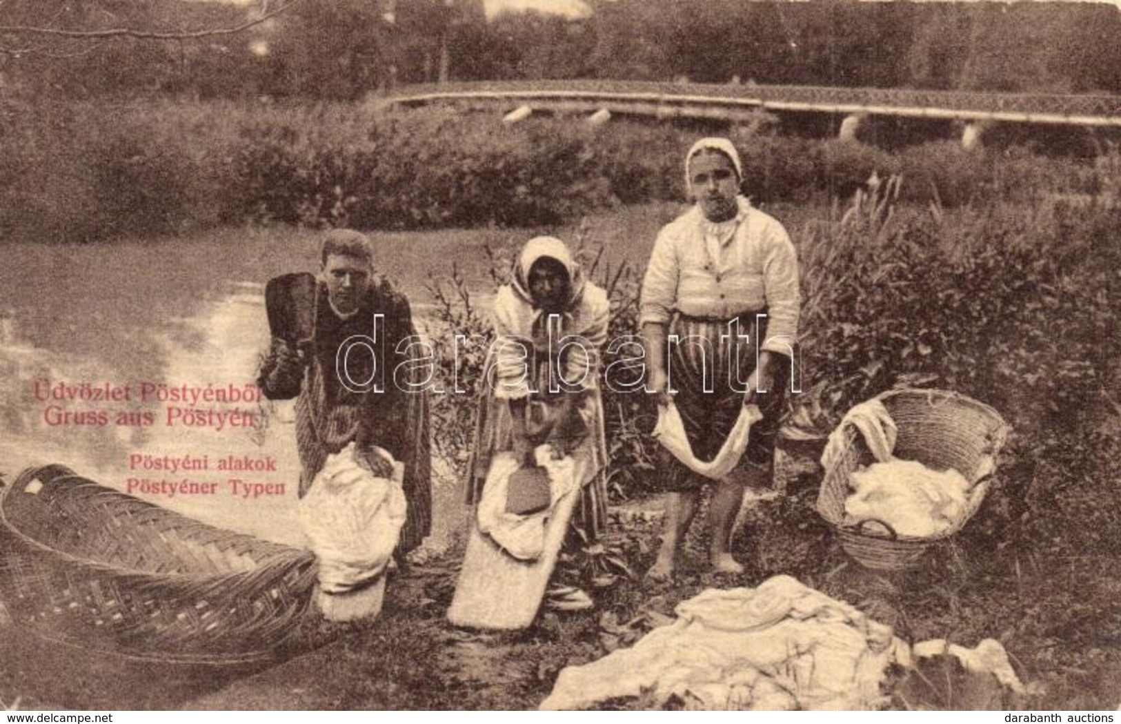 T2/T3 Pöstyén, Piestany; Pöstyéni Alakok; Mosóasszonyok. W.L. 878. / Folklore, Washing Women (EK) - Non Classificati