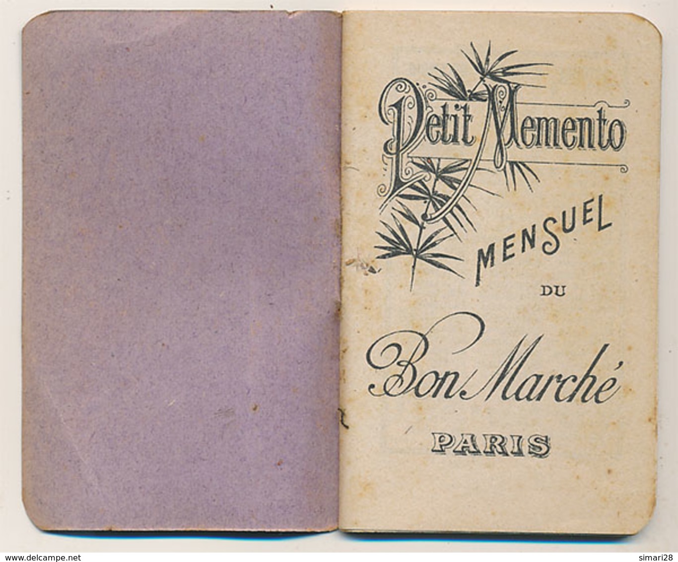 PETIT MEMENTO MENSUEL DU BON MARCHE (OCT NOV DEC) - Kleinformat : 1901-20