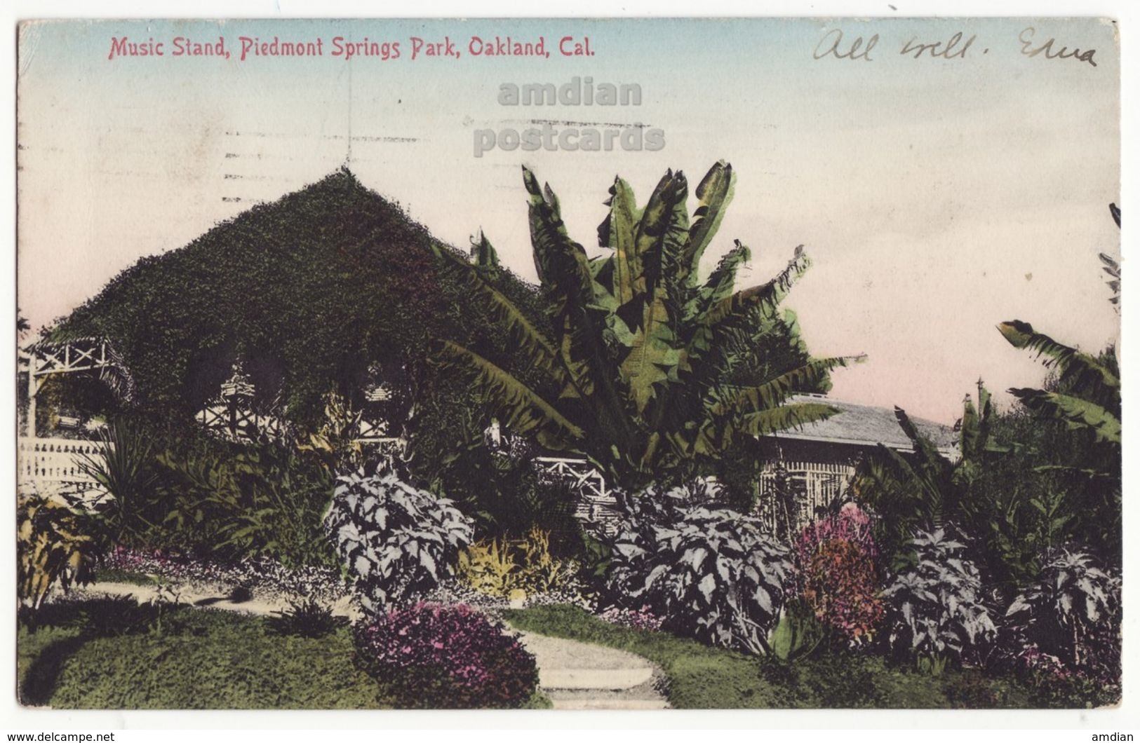 OAKLAND CA, PIEDMONT SPRINGS MUSIC STRAND, C1907 Vintage California Postcard - Oakland