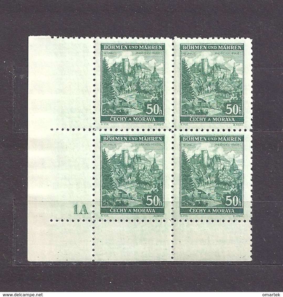 Bohemia & Moravia Böhmen Und Mähren 1940 MNH ** Mi 39 Sc 40 Städte II Cities And Castles II Jindrichuv Hradec Viererbloc - Ungebraucht