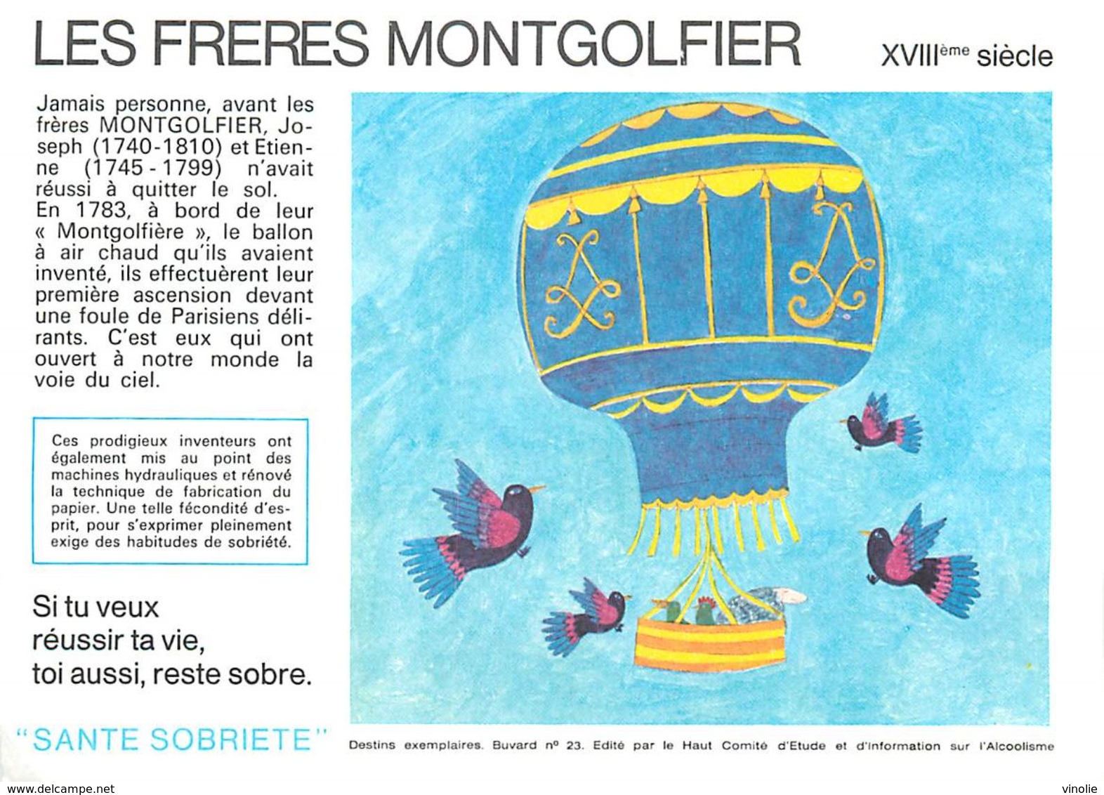 VP-GF.18-75 : BUVARD.  AVIATION. INVENTION.  AEROSATION. LES FRERES MONTGOLFIER. AUBENAS. - A