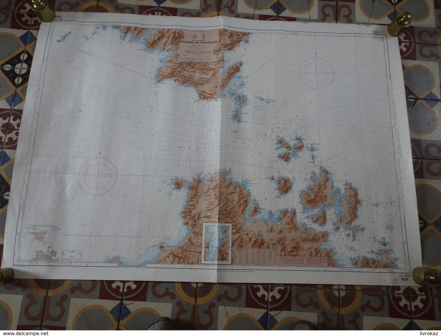 Carte Marine Papier Bouches De Bonifacio, Corse, Sardaigne, 1/50000ème, N° 7024, Edition De 1986, Très Bon état - Nautical Charts