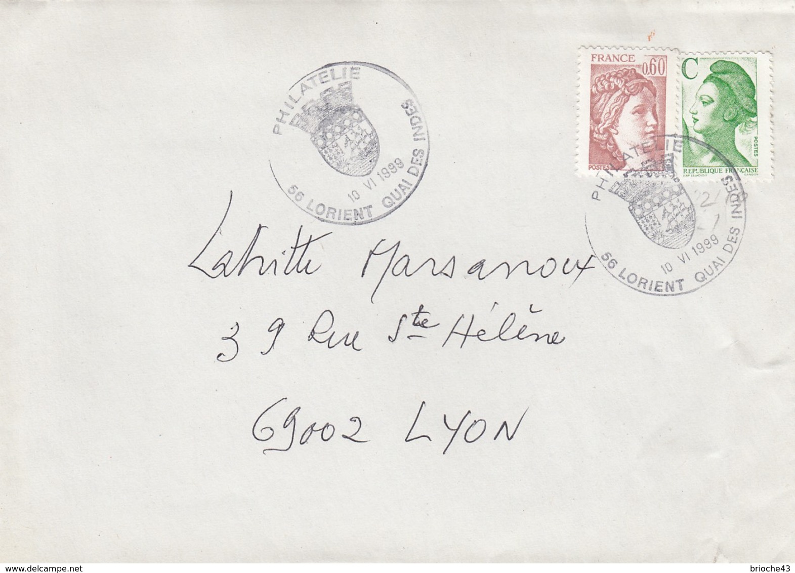 FRANCE - LETTRE CACHET PHILATELIE 10.6.1999 LORIENT QUAI DES INDES 56   / 2 - Andere & Zonder Classificatie