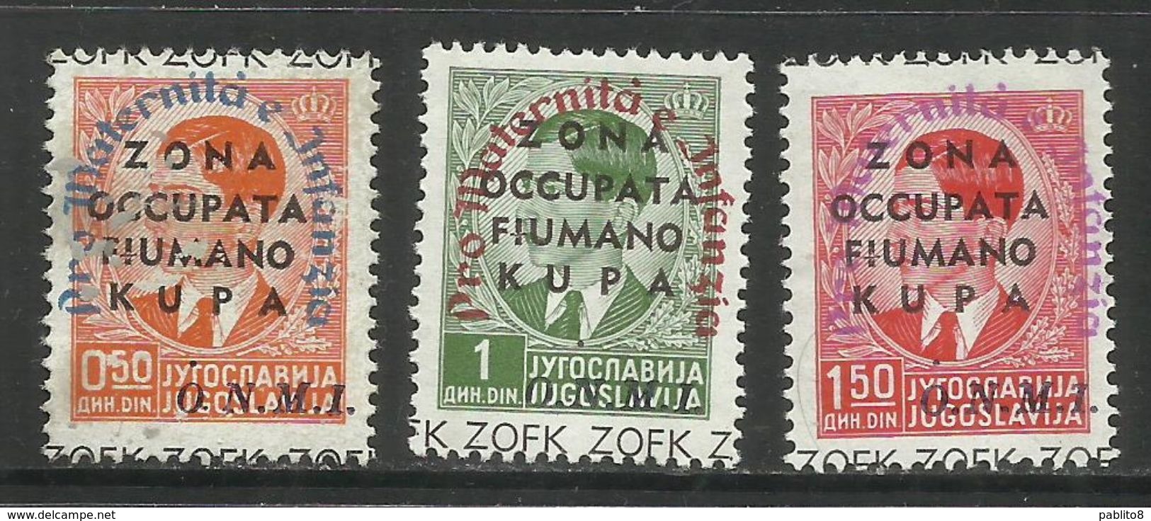 ZONA FIUMANO KUPA1942 COLORI SOPRASTAMPA CAMBIATI CHANGE COLORS OVERPRINT ONMI MATERNITA INFANZIA SERIE COMPLETA SET MNH - Fiume & Kupa