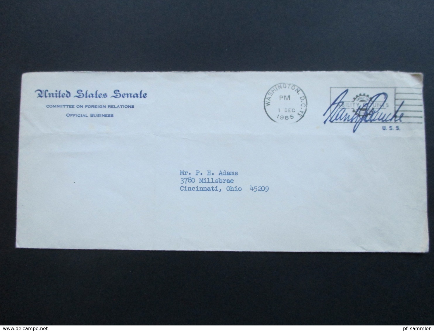 USA 1965 United States Senate Comittee On Foreign Relations. Washington DC. Stempel: USS - Brieven En Documenten