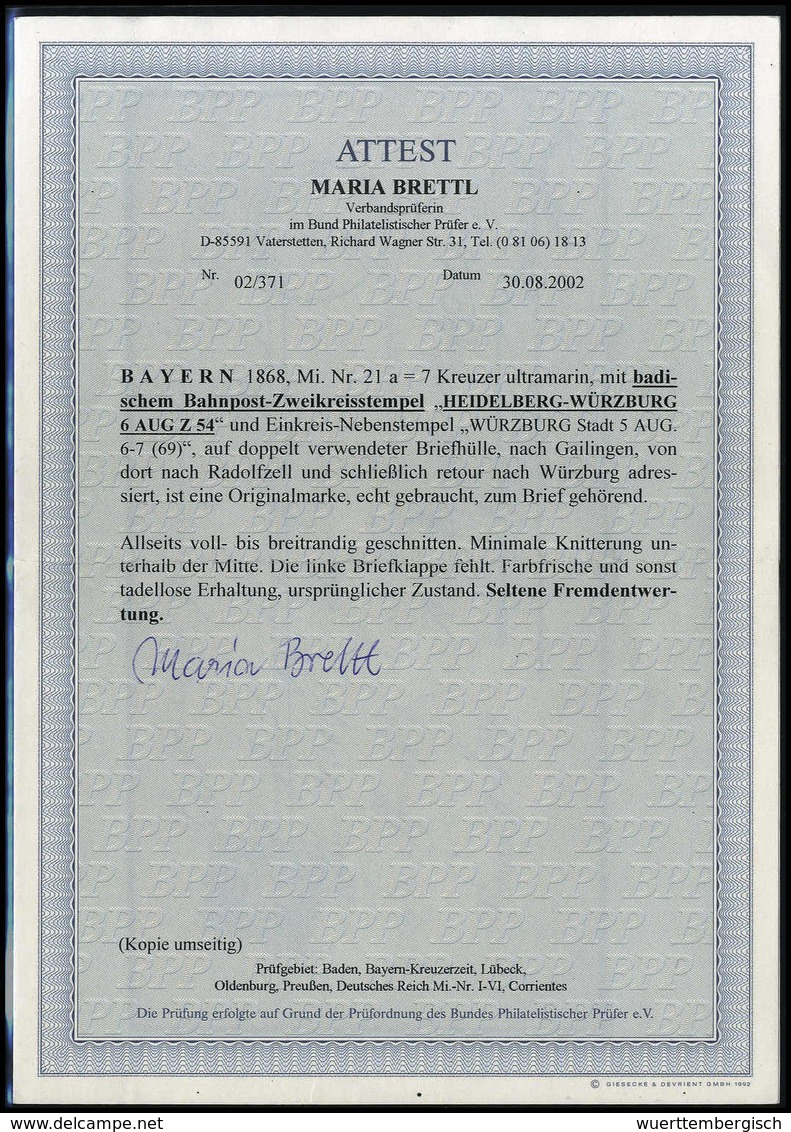 Beleg Fremdentwertung Baden: 7 Kr., Breitrand. Und Farbfrisches Exemplar (kl. Aufklebeknitter) Auf Weißem Retourbrief Vo - Other & Unclassified