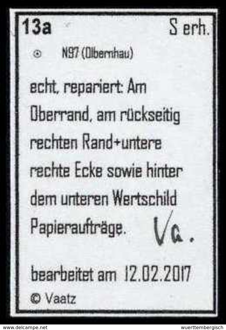 Gest. 10 Ngr., Vollrandig Und Farbfrisch (kl. Hinterlegung) Mit Genau Zentr. Stempel "97" OLBERNHAU, Befund Vaatz BPP.<b - Autres & Non Classés