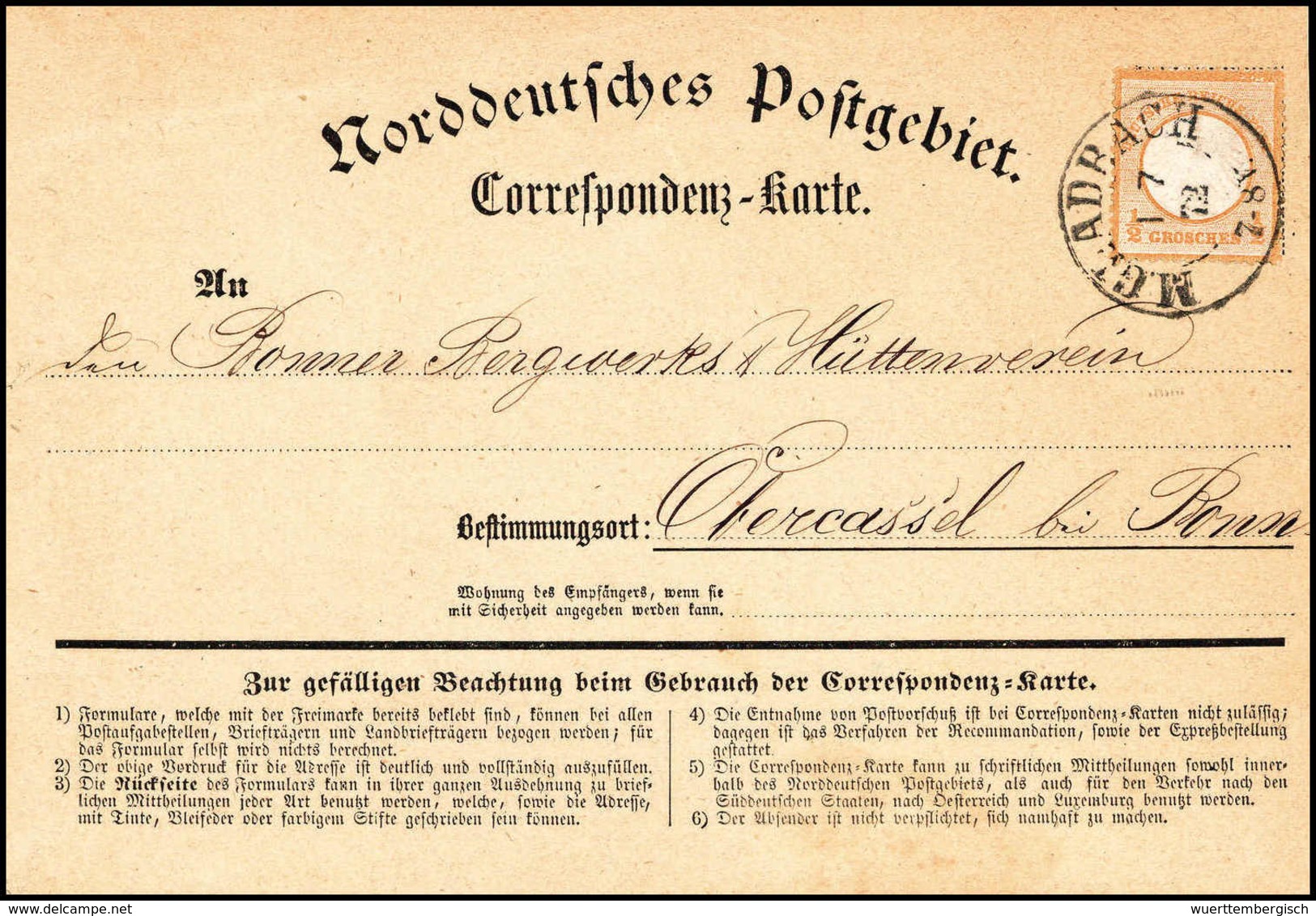 Beleg Ersttag Des ½-Gr.-Postkartenportos: ½ Gr., Kab.-Stück Mit Klarem K2 M.GLADBACH 1/7 72 Auf Etwas Verkürzter NDP-Kor - Sonstige & Ohne Zuordnung