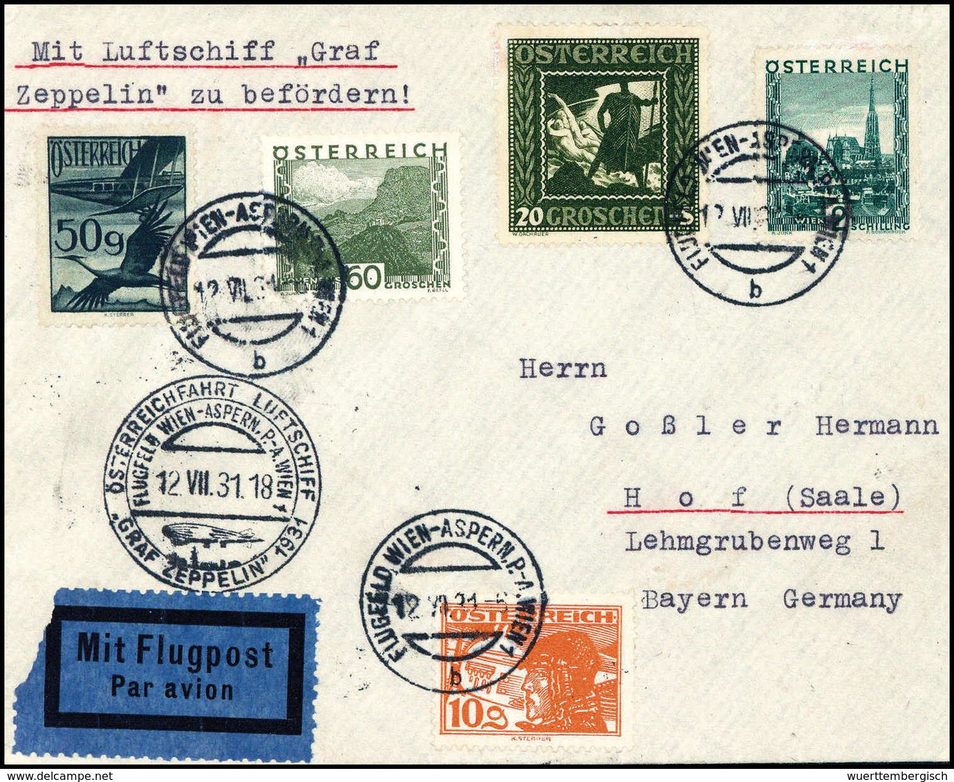 Beleg 1931, Österreichfahrt, Österreichische Post, Schöner, Bunt Frankierter Brief Mit Stempel WIEN - ASPERN, Rs. FRIEDR - Sonstige & Ohne Zuordnung