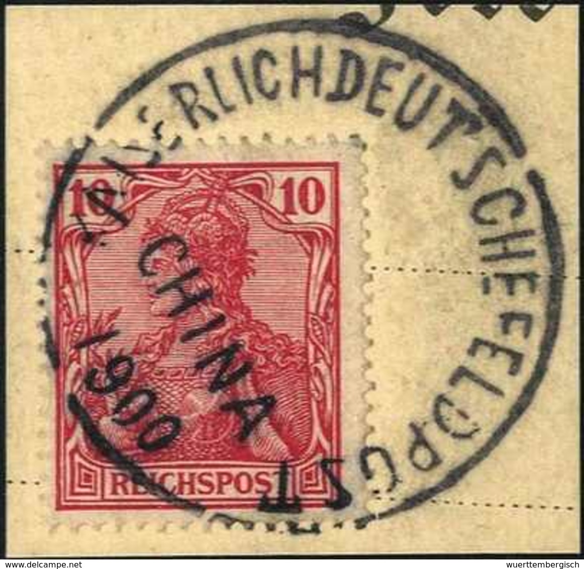 Briefst. 10 Pfg., Tadelloses Bfstk. Mit Seltenem Stempel KAISERLICH DEUTSCHE FELDPOST CHINA 1900 (Type III). (Michel: PV - Autres & Non Classés